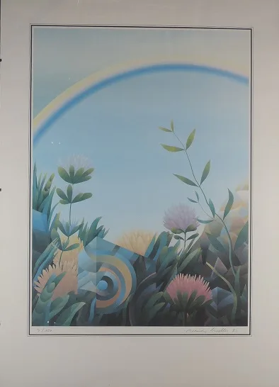 Roman Haller, Blumenmotiv, Lithographie