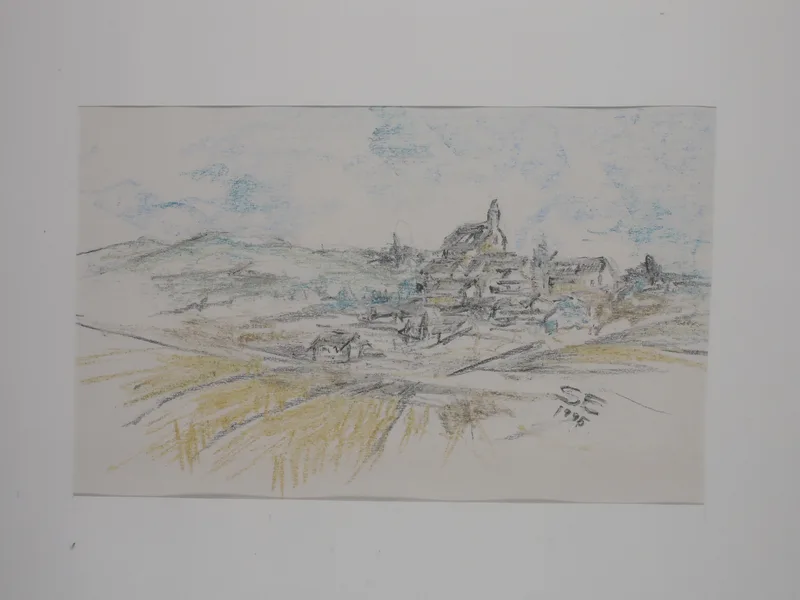 Emil Svaricek, Klosterneuburg I, Kreide (schwarz blau ocker)