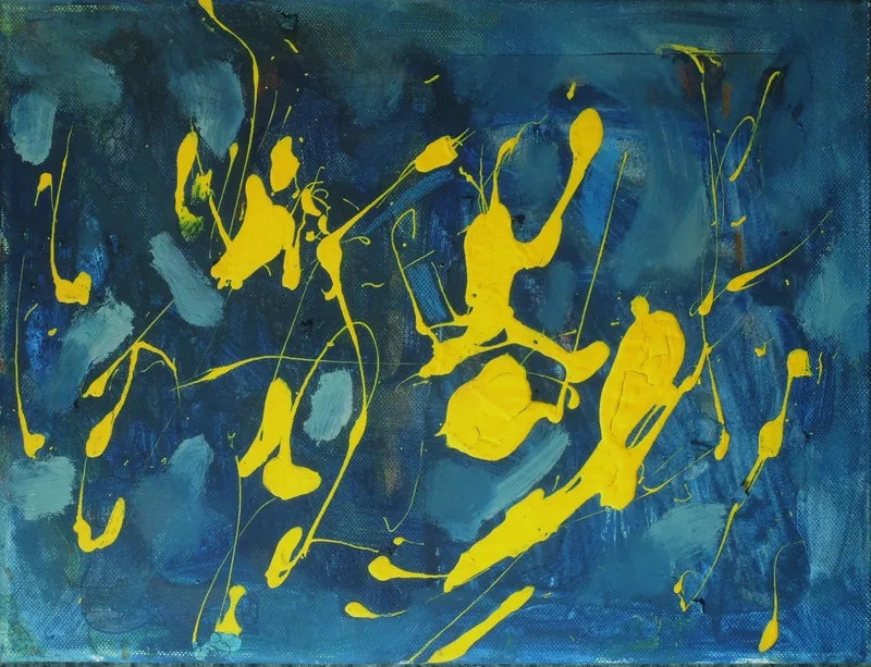 Jungfrau Johanna Artmann, Blau 9, Öl auf Leinwand, versi sig.