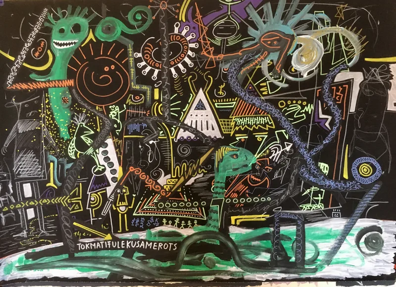 Dimitri Holzinger, TOKMATIFULEKUSAMEROTS, Mixed Media auf Papier