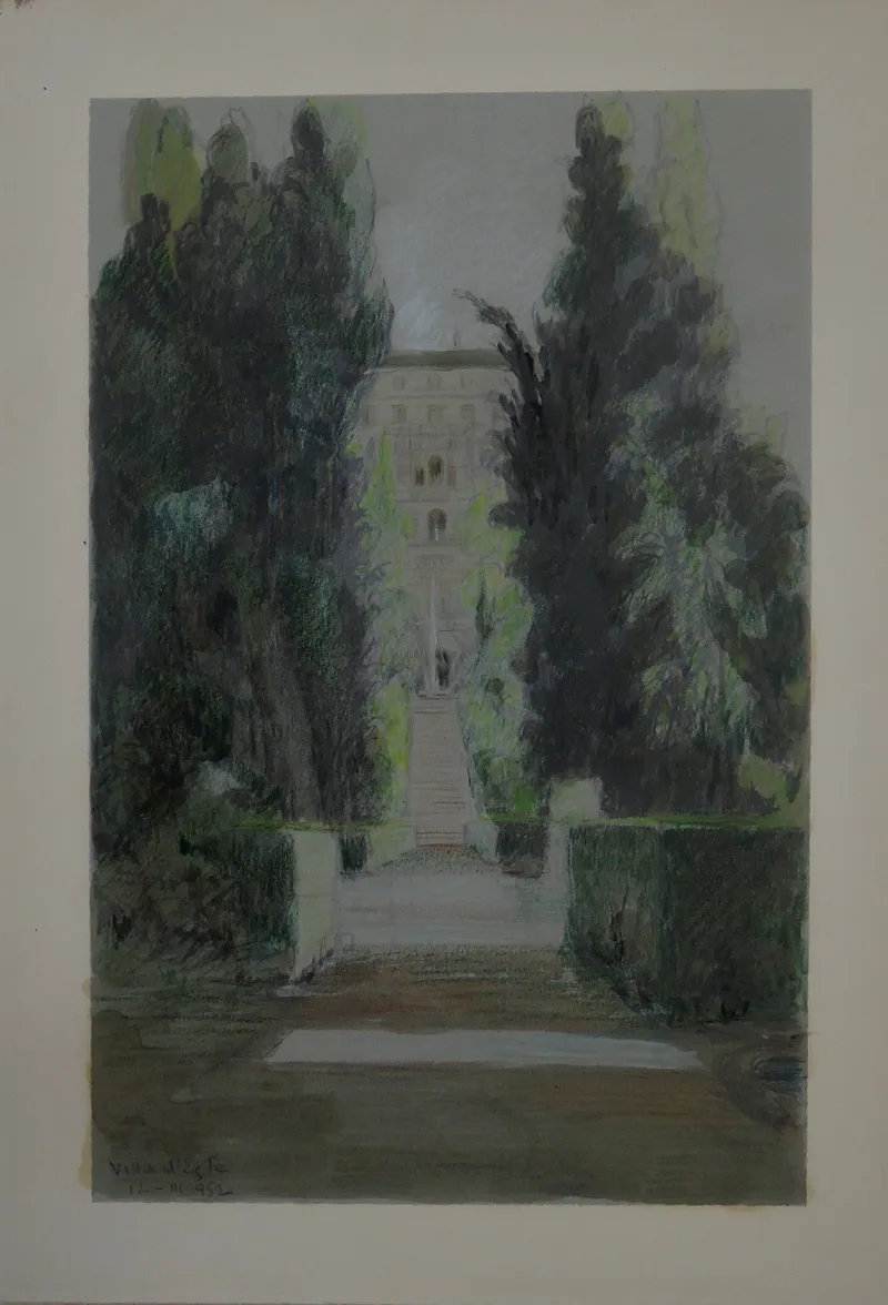 N. N., Villa d´Este, Drawing, watercolour