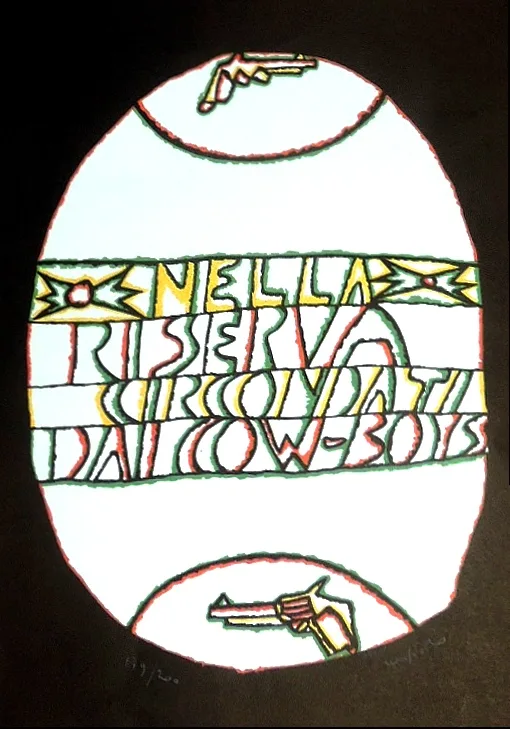 Ugo Nespolo, Nella riserva, Farbserigraphie