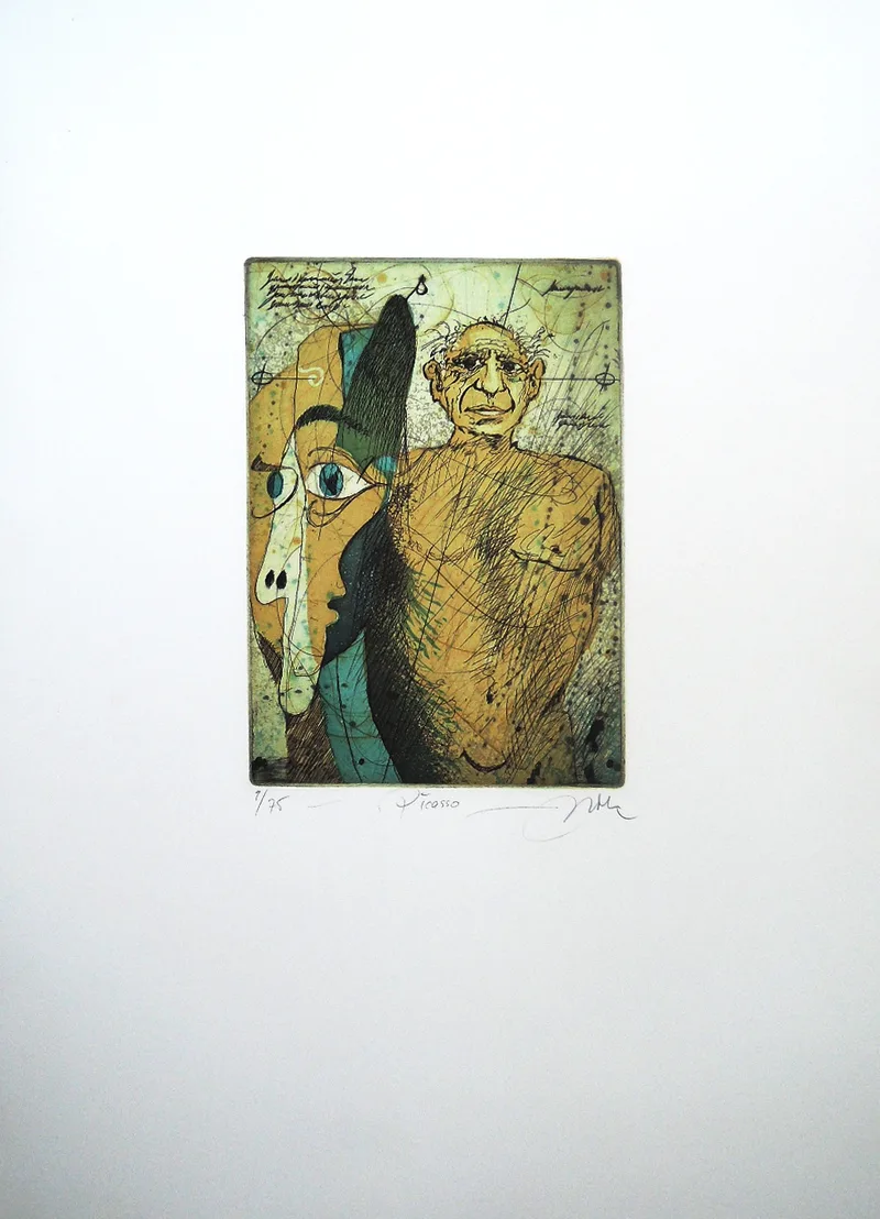 Udo Nolte, Picasso, Farbradierung