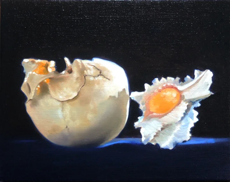 Lubomir Hnatovic, Vanitas mit Muschel, Öl auf Leinwand 2020