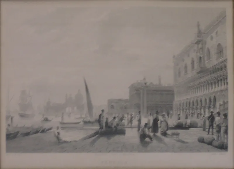 Rudolf Alt, Venedig Dogenpallast mit der Zecca (Münze), Art print drawn by Rudolf Alt engraved by Sands executed by Black und Armstrong