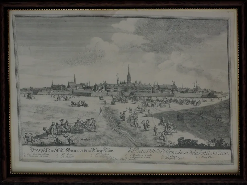 Johann Adam Delsenbach, Prospect der Stadt Wien vor dem Kärntner-Thor, Kunstdruck auf Seide