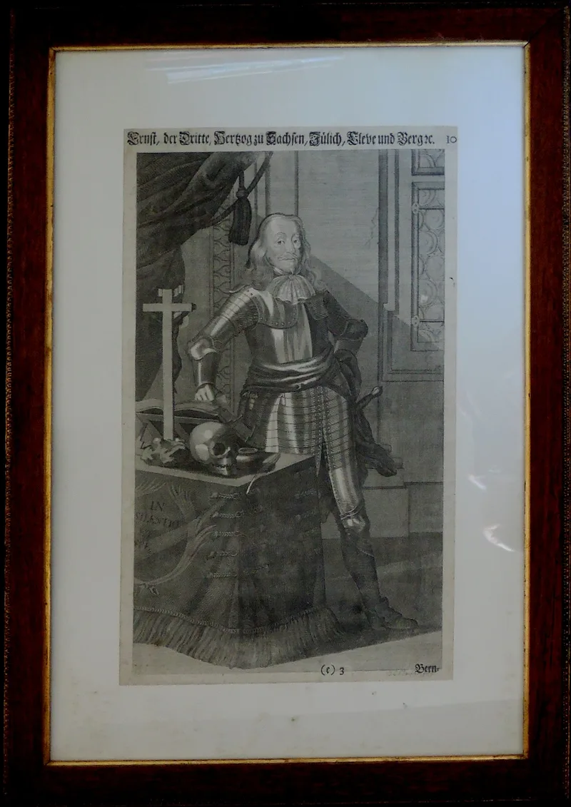 J. C. Claussner, Portrait von Ernst dem Dritten, Herzog zu Sachsen, Cleve und Berg 1601-1675, Metal engraving c. 1700