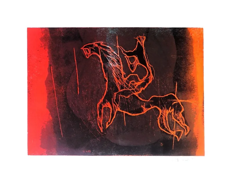 Fred Nowak, Reiter 3 dunkel, Lithographie 1972