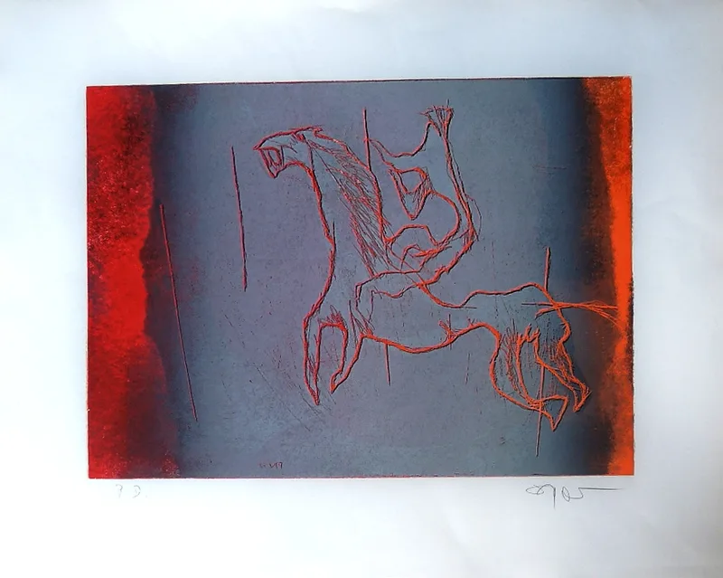 Fred Nowak, Reiter 4 hell, Lithographie 1972