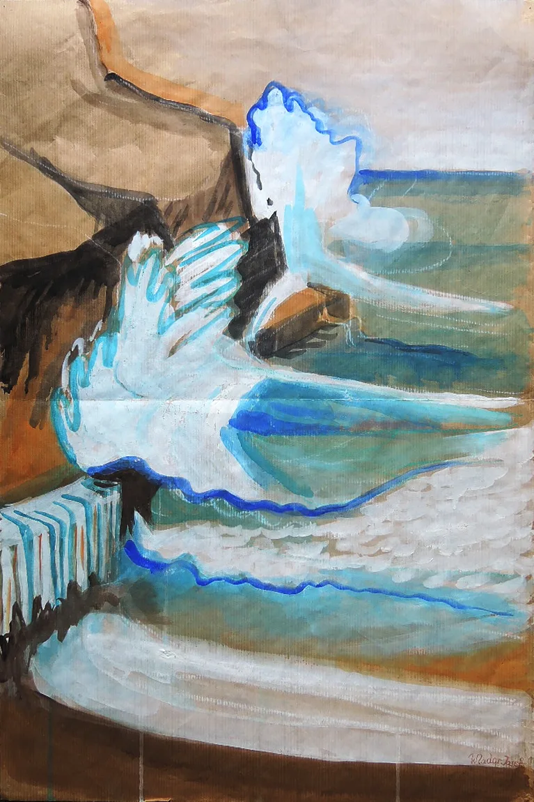 Josef O. Wladar, Strandszene, Watercolour on paper undated