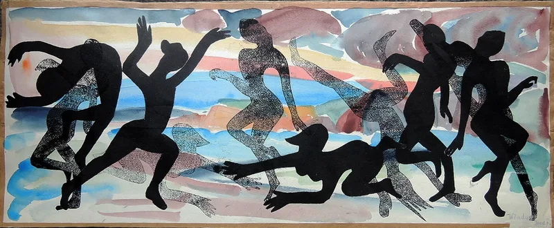 Josef O. Wladar, Tänzerinnen I, Mixed media on paper undated