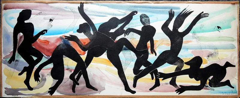 Josef O. Wladar, Tänzerinnen II, Mixed media on paper undated