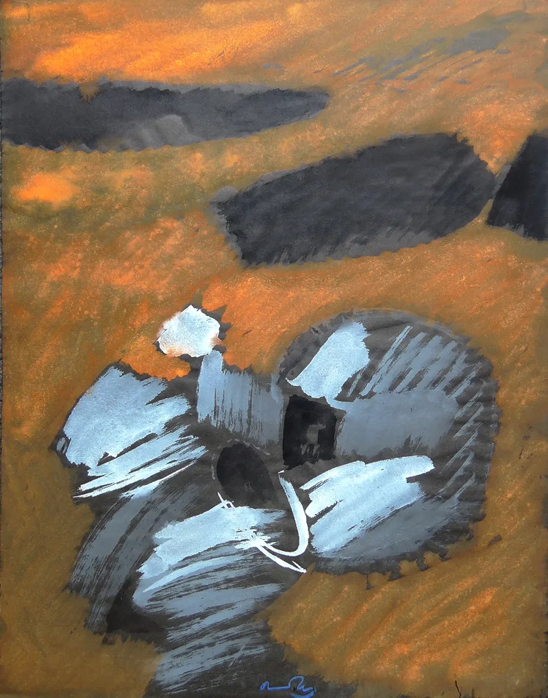 Unbekannt, Wolken 16-77, Aquarell auf schwarzem Papier