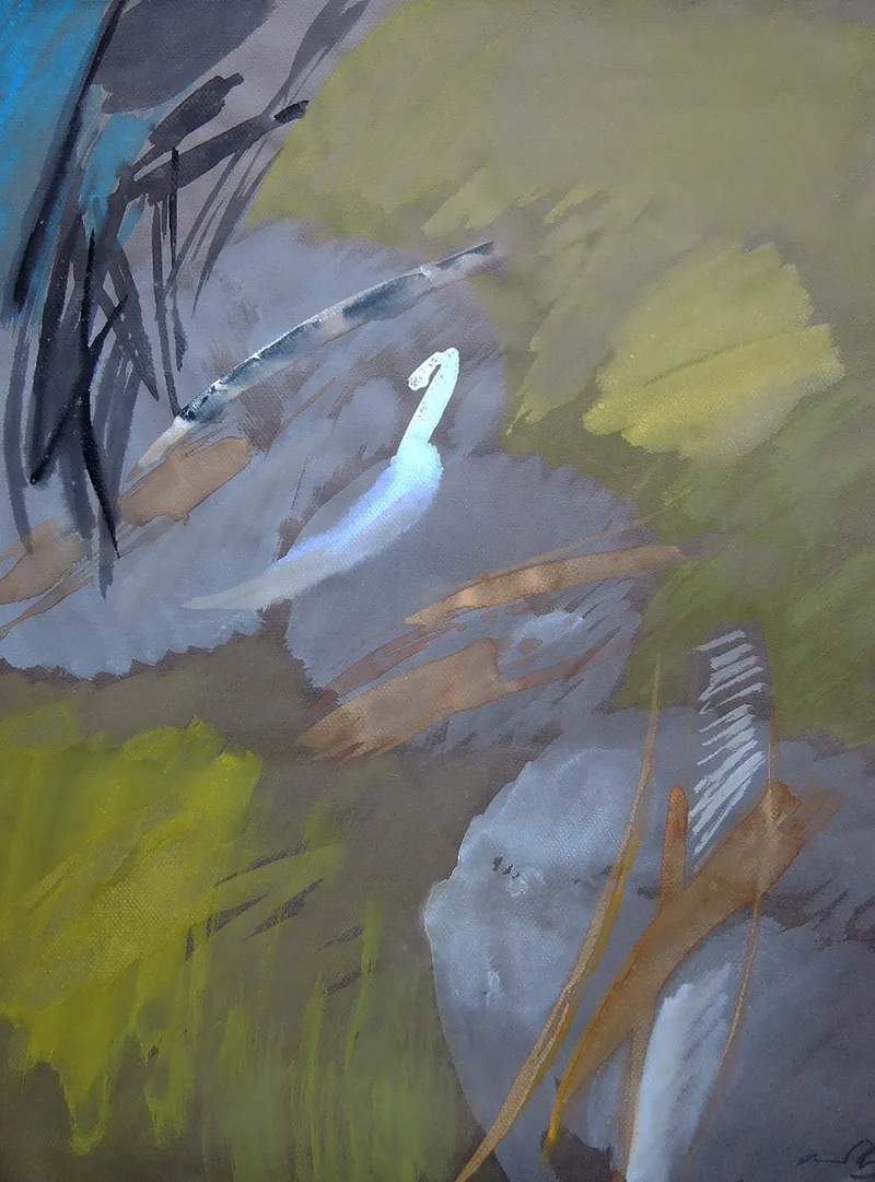 Unbekannt, Wolken 99-77, Watercolour on grey paper
