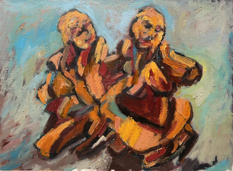 Patrick Mougeot, Ohne Titel 1, verso signiert, Öl auf Papier