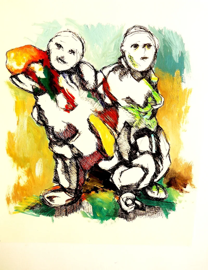 Patrick Mougeot, Ohne Titel 3, verso signiert, Öl und Tinte auf Papier