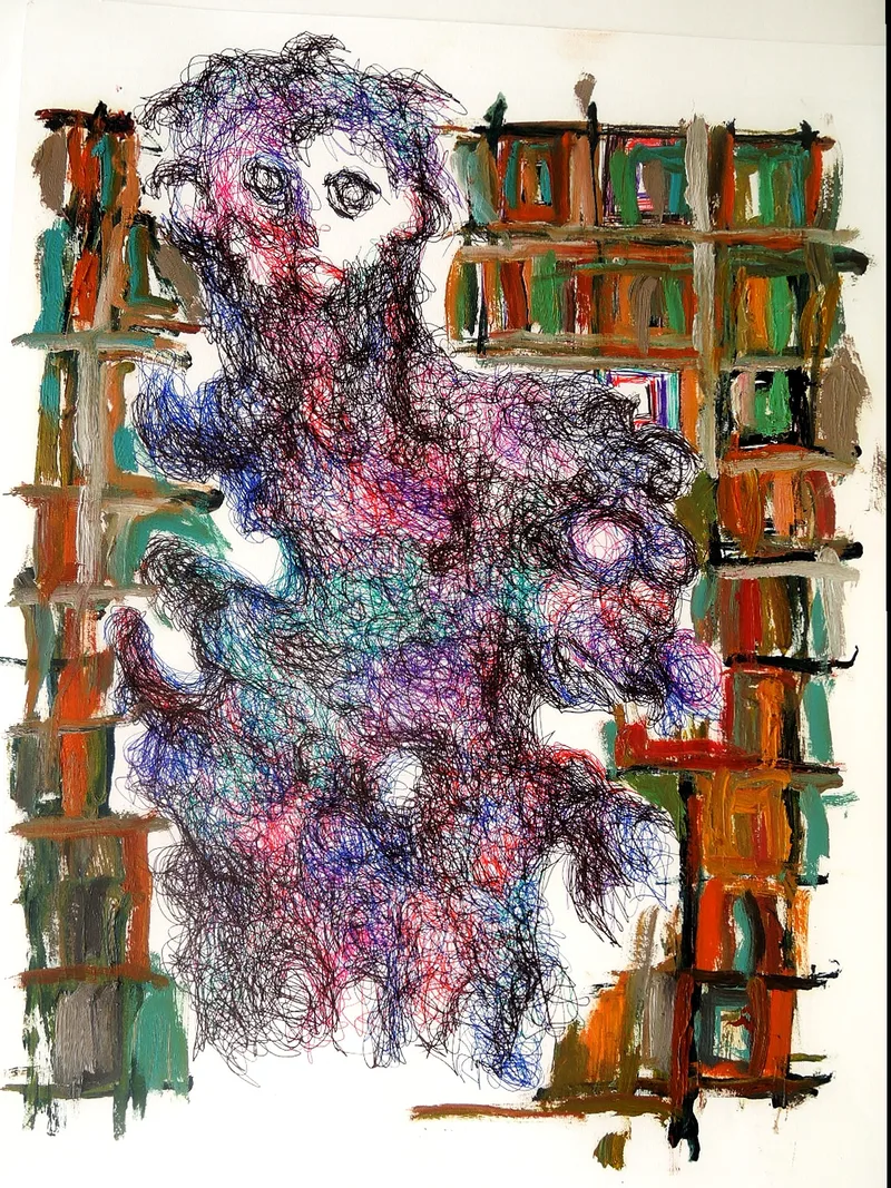 Patrick Mougeot, Ohne Titel 5 verso signiert, Öl und Tinte auf Papier