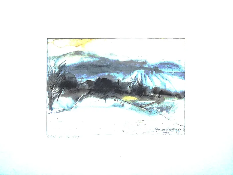 Klara Scholler, Gehöft bei Hartberg/Steiermark, Aquarell