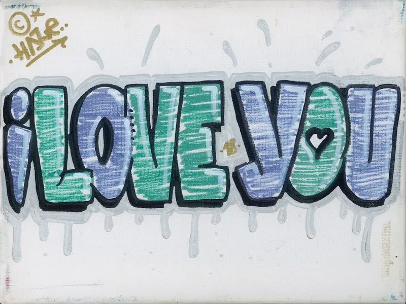 HAZE, I Love You, Marker auf Leinwand