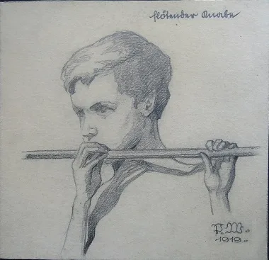 Josef Okar Wladar, Josef Oskar Wladar, Bleistift auf Karton