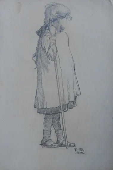 Josef Okar Wladar, Josef Oskar Wladar, Bleistift auf Karton