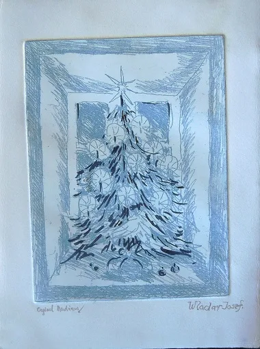 Josef Okar Wladar, Josef Oskar Wladar, Radierung blau