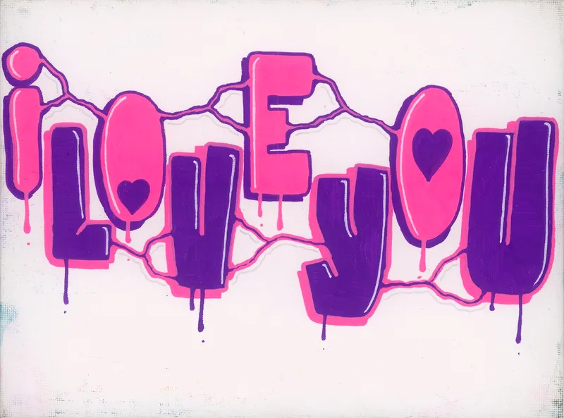 HAZE, I Love You (II), Marker auf Leinwandkarton