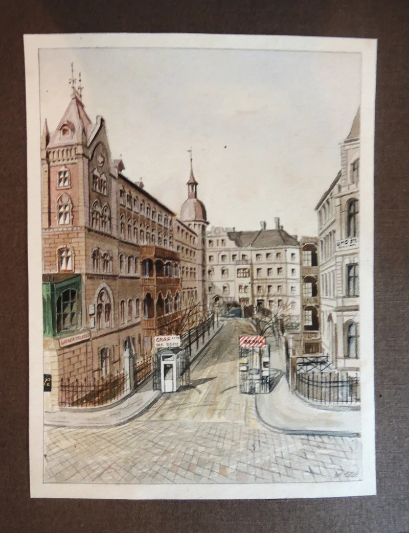Hans Fritz, Margaretenhof Wien V, Mixed media on paper