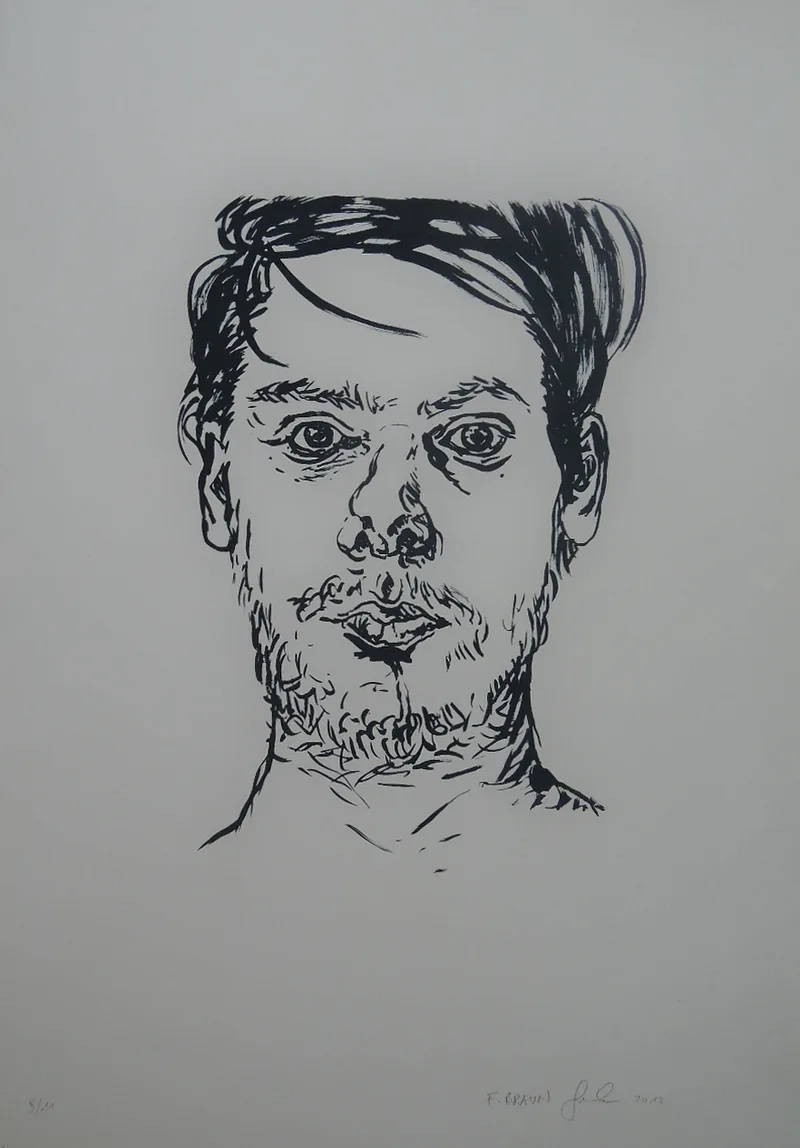 Franz Braun, Selbstbildnis, Siebdruck einfärbig