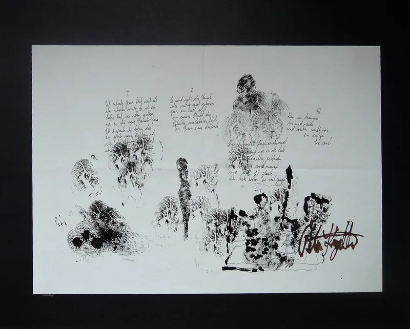 Peter Kogler, Liebesbrief 1, Tusche auf Papier, auf Karton montiert