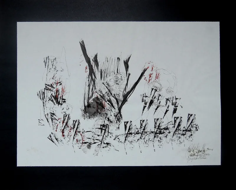 Peter Kogler, Liebesbrief 2, Tusche auf Papier, auf Karton montiert