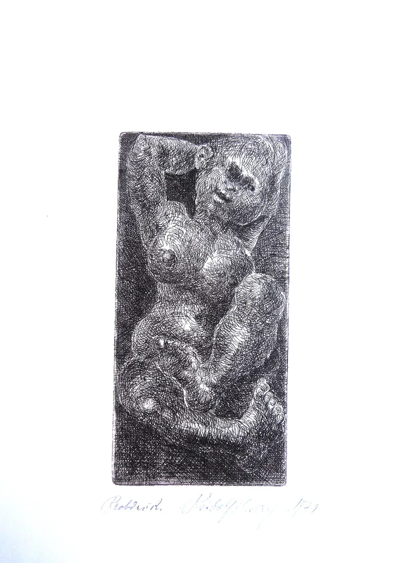 Rudolf Schweiger, Frauenakt, Radierung