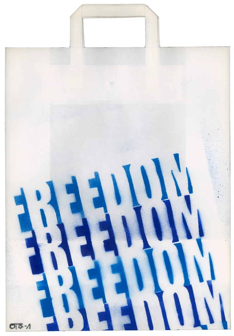 Sebastian Nowak, Freedom, Spray auf Papiertasche
