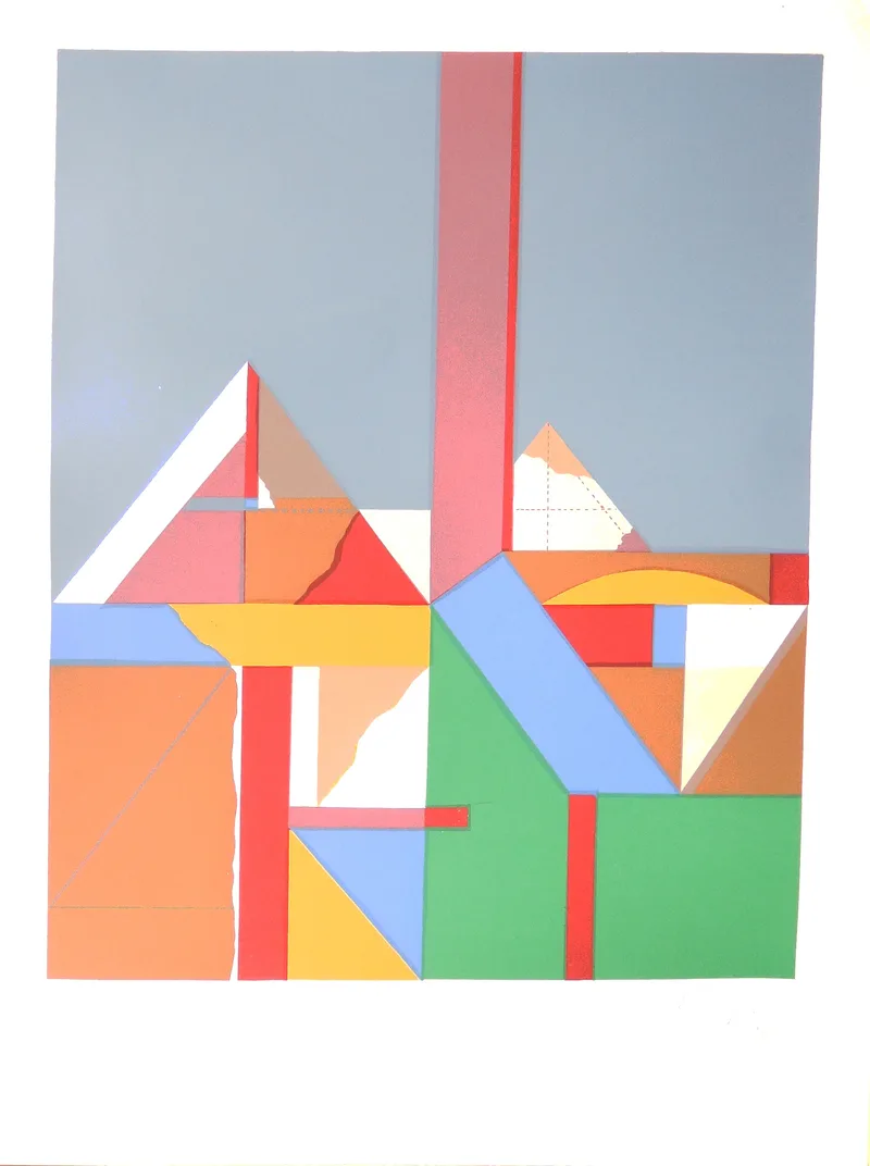 Karl Korab, Zwei Giebel, Colour screenprint