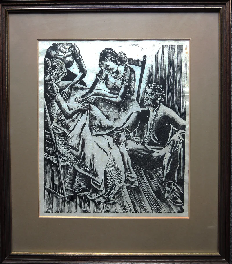 Otto Rudolf Schatz, Jakob der Letzte, Holzschnitt, Buchillustration zu Peter Roseggers Roman von 1887, lt. Werkverzeichnis von Cornelia Cabuk, Belvedere Wien, Bd 7, Passepartout
