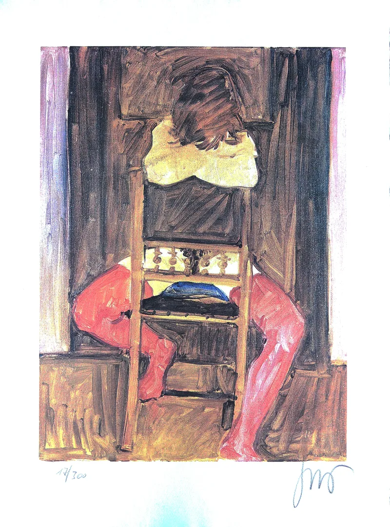 Heinz Jonak, Rote Dessous, Screenprint from the cycle: Erotic from 1995