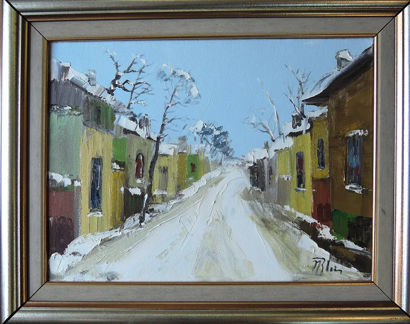 Nicolae Blei, Winterstrasse „Strada“, Öl auf Leinwand, o