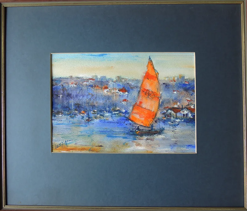 Thomas T. Lonyai, Killarney Bay, Sydney, Acryl und Kreide auf Papier