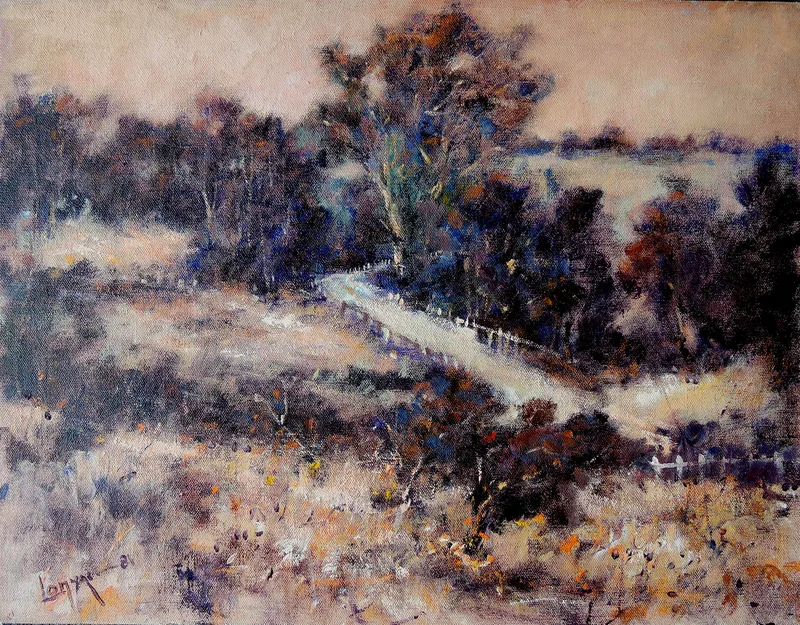 Thomas T. Lonyai, When afternoon turns to evening, Öl und Acryl auf Karton