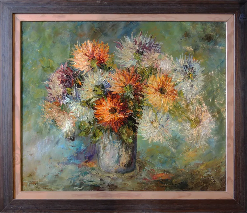 Voicu V., Blumenstillleben, Öl auf Leinwand, o