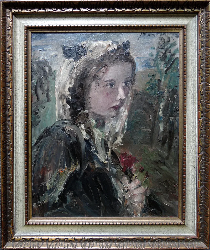 Aurel Naray, Mädchenportrait I Portret de fata (Ulei pe pinza), Oil on canvas