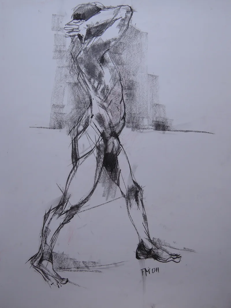 Fritz Miedler, Männlicher Akt I, Chalk