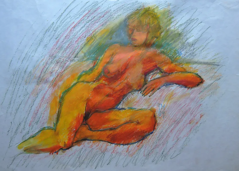 Fritz Miedler, Weiblicher Akt I, Chalk in colour