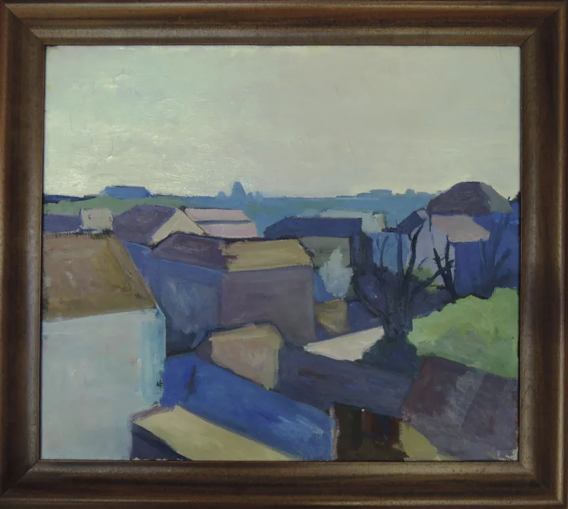 Helmut Rogenhofer, Über den Dächern, Oil on canvas