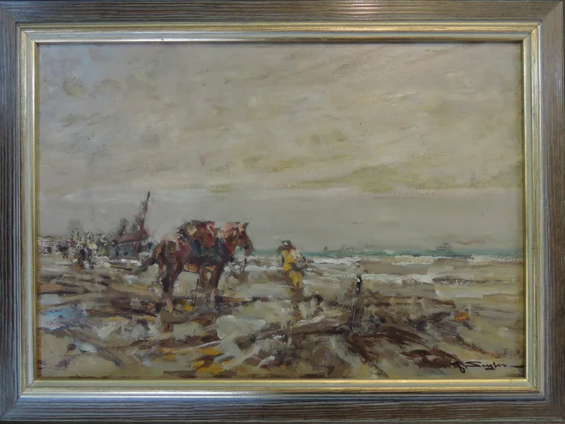 Julius Seyler, Krabbenfischer, Oil on card c. 1920