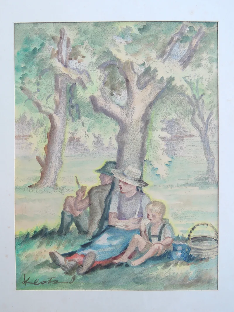 Theodor Klotz-Dürrenbach, Die Rast, Mixed media o