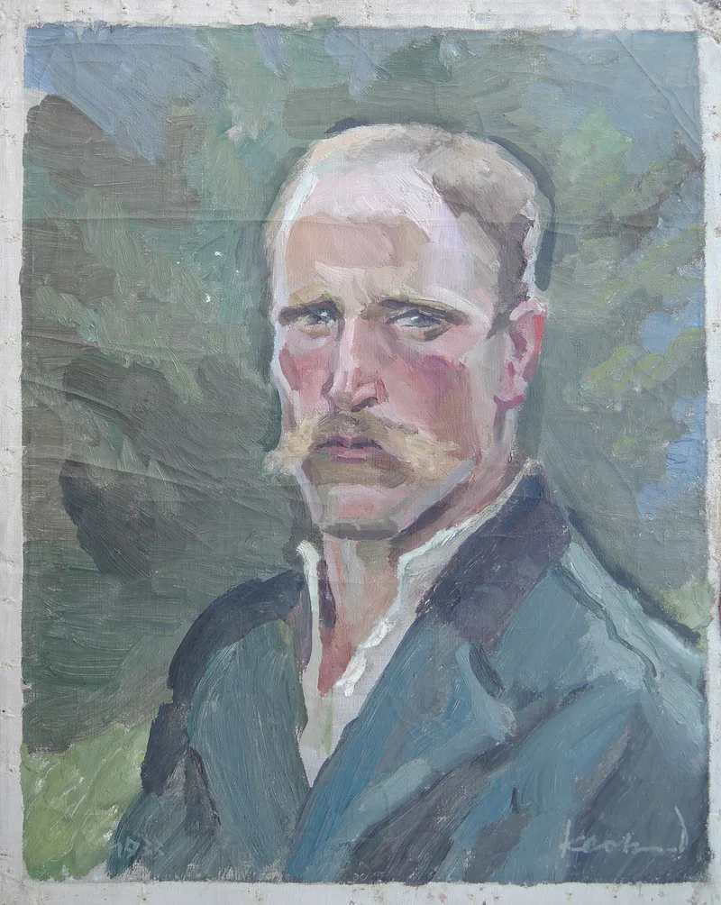 Theodor Klotz-Dürrenbach, Männerportrait mit Oberlippenbart, Öl auf Leinwand o.