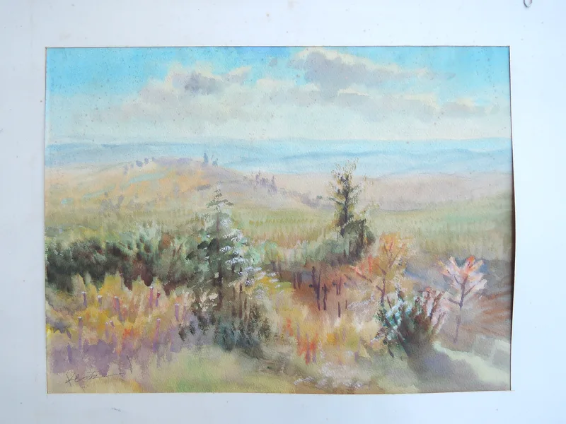 Theodor Klotz-Dürrenbach, Hügellandschaft, Aquarell o