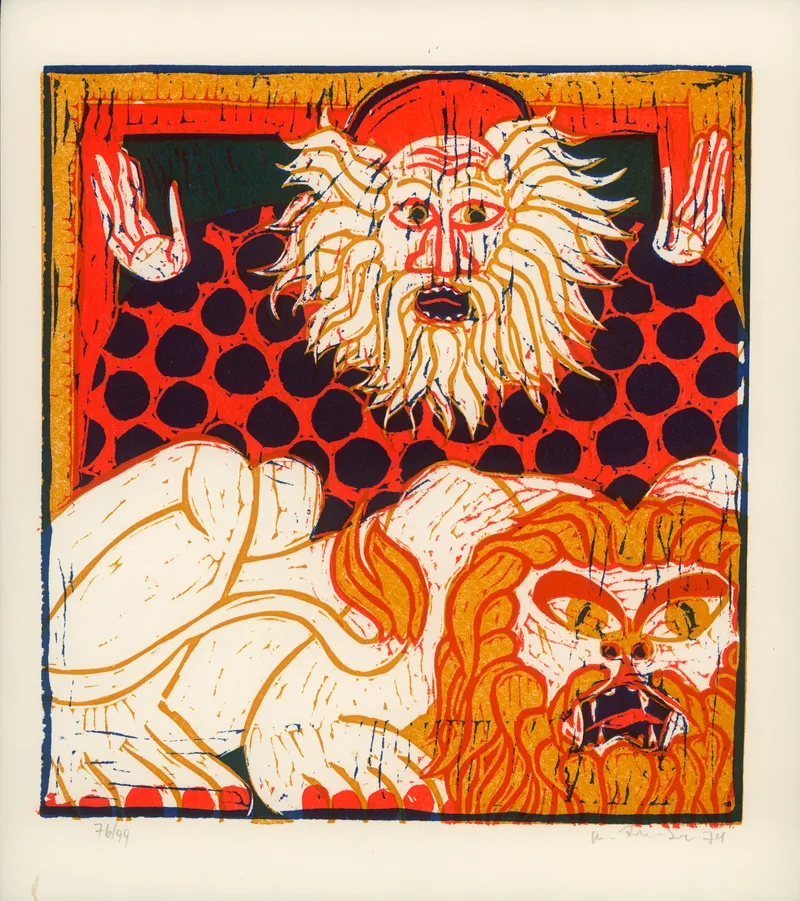 Robert Zeppel-Sperl, Hieronymus und sein Löwe, Linocut