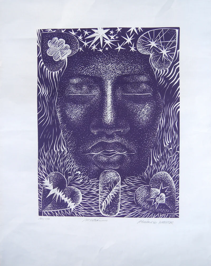 Heinrich Walcher, Mysterium, Linolschnitt o